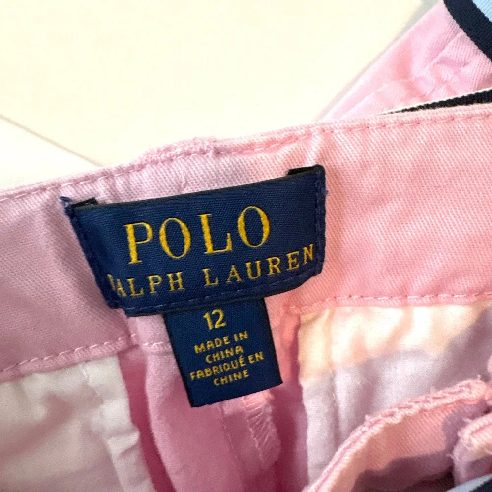 Polo Ralph Lauren Girl's Pink Cotton Blend Chino Shorts Striped Belt Size 12
